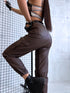 "CARGO DAY" odos imitacijos kelnės C9259-3 - CHOCO